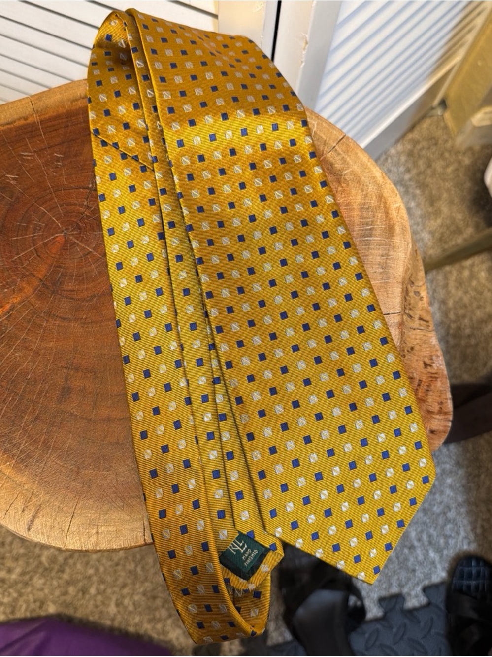 Men's Silk Geometric Tie in Mustard Yellow - Classic Formal Accessory